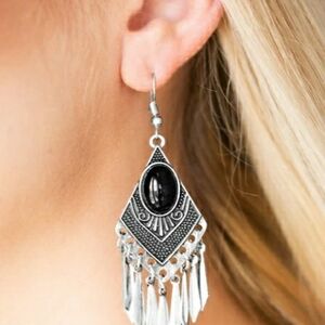 Elegant Silver and Black Dangle Earrings
